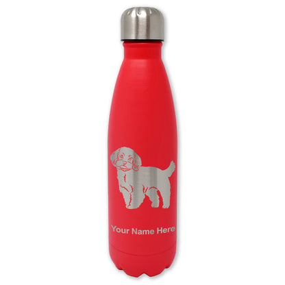 LaserGram Double Wall Water Bottle, Maltese Dog, Personalized Engraving Included