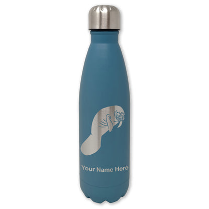 LaserGram Double Wall Water Bottle, Manatee, Personalized Engraving Included