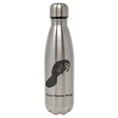 LaserGram Double Wall Water Bottle, Manatee, Personalized Engraving Included