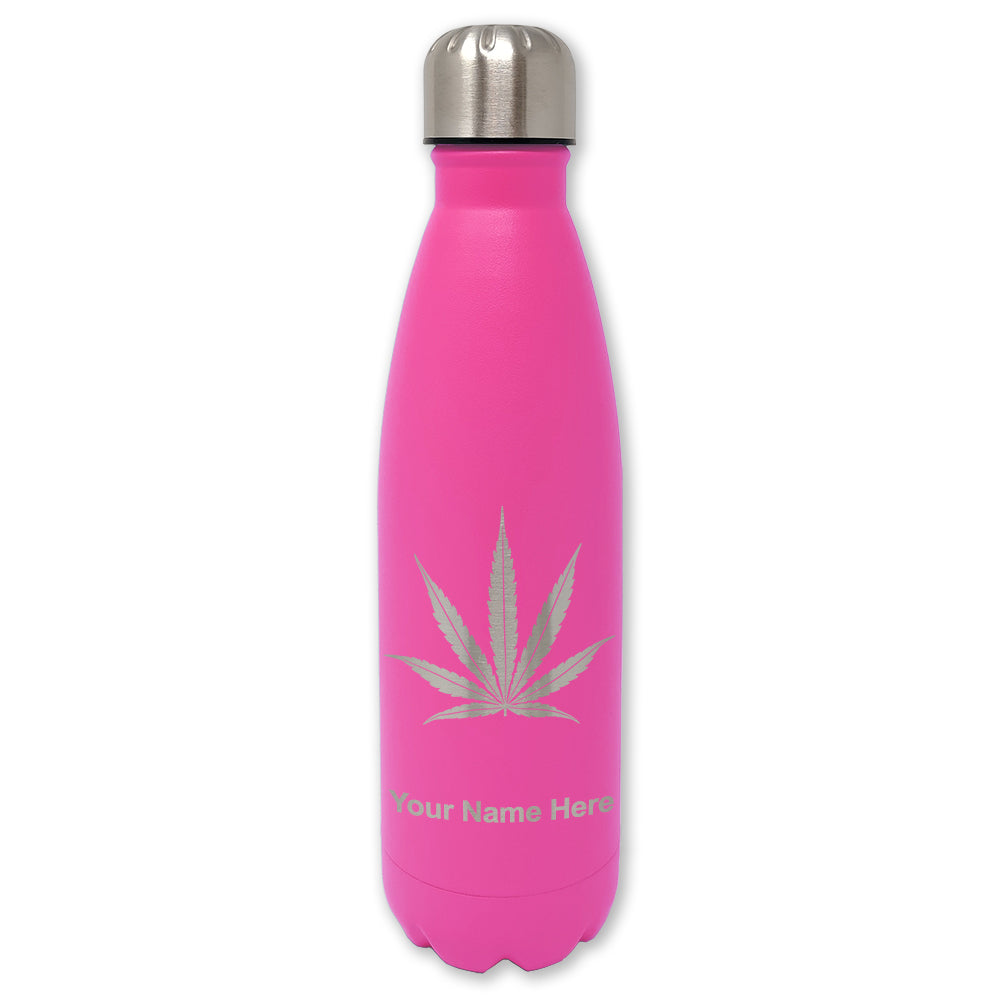 LaserGram Double Wall Water Bottle, Marijuana leaf, Personalized Engraving Included