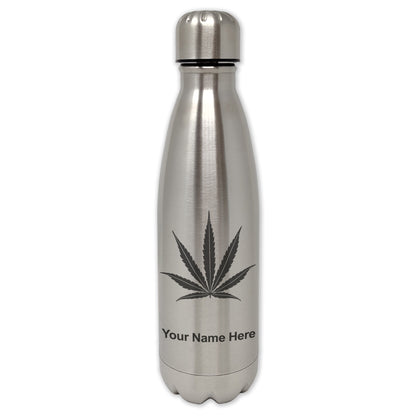 LaserGram Double Wall Water Bottle, Marijuana leaf, Personalized Engraving Included