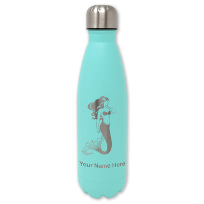 LaserGram Double Wall Water Bottle, Mermaid, Personalized Engraving Included