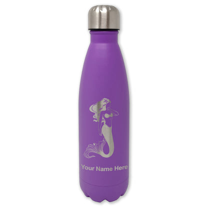 LaserGram Double Wall Water Bottle, Mermaid, Personalized Engraving Included