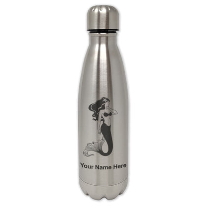 LaserGram Double Wall Water Bottle, Mermaid, Personalized Engraving Included