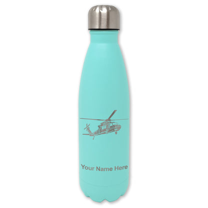 LaserGram Double Wall Water Bottle, Military Helicopter 1, Personalized Engraving Included