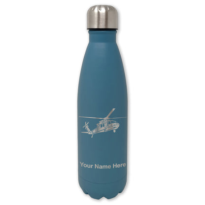 LaserGram Double Wall Water Bottle, Military Helicopter 1, Personalized Engraving Included