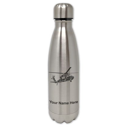 LaserGram Double Wall Water Bottle, Military Helicopter 1, Personalized Engraving Included
