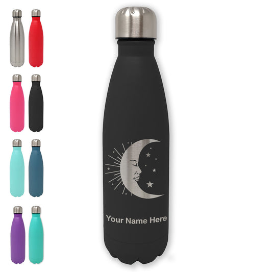 LaserGram Double Wall Water Bottle, Moon, Personalized Engraving Included