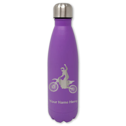 LaserGram Double Wall Water Bottle, Motocross, Personalized Engraving Included