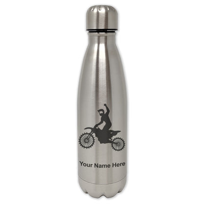 LaserGram Double Wall Water Bottle, Motocross, Personalized Engraving Included