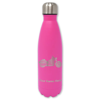LaserGram Double Wall Water Bottle, Motorcycle, Personalized Engraving Included
