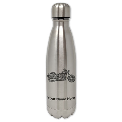 LaserGram Double Wall Water Bottle, Motorcycle, Personalized Engraving Included