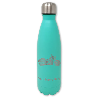 LaserGram Double Wall Water Bottle, Motorcycle, Personalized Engraving Included
