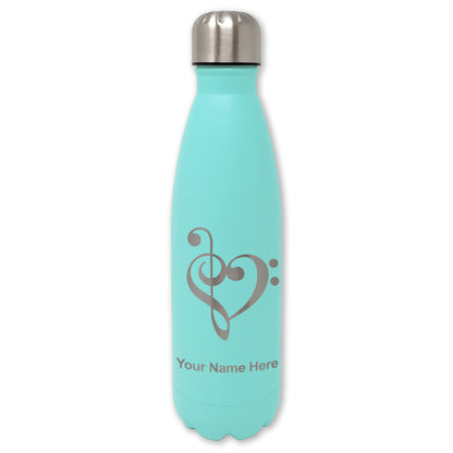 LaserGram Double Wall Water Bottle, Music Heart, Personalized Engraving Included