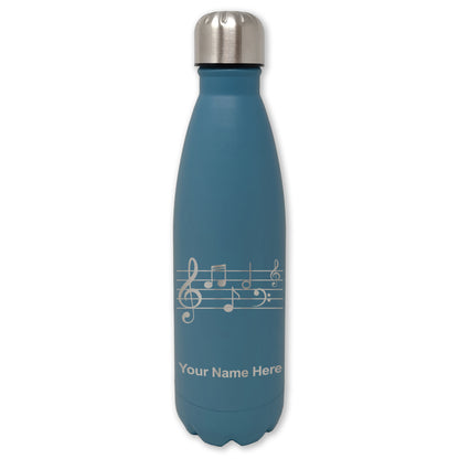 LaserGram Double Wall Water Bottle, Music Staff, Personalized Engraving Included