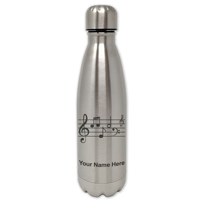 LaserGram Double Wall Water Bottle, Music Staff, Personalized Engraving Included