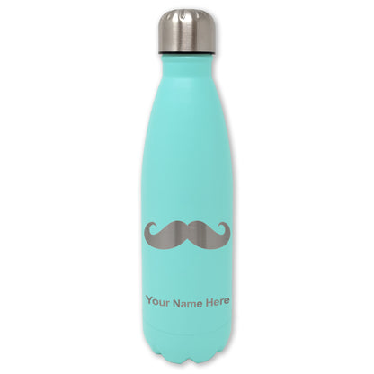 LaserGram Double Wall Water Bottle, Mustache, Personalized Engraving Included