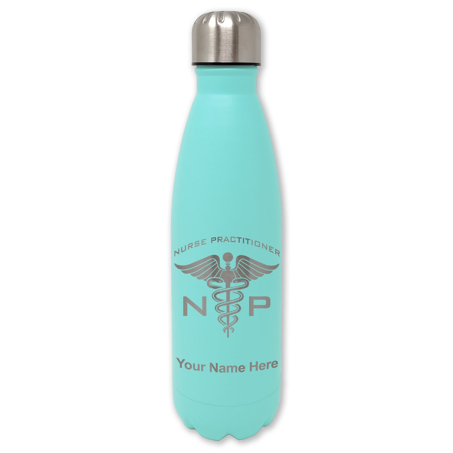 LaserGram Double Wall Water Bottle, NP Nurse Practitioner, Personalized Engraving Included