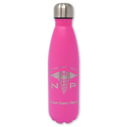 LaserGram Double Wall Water Bottle, NP Nurse Practitioner, Personalized Engraving Included