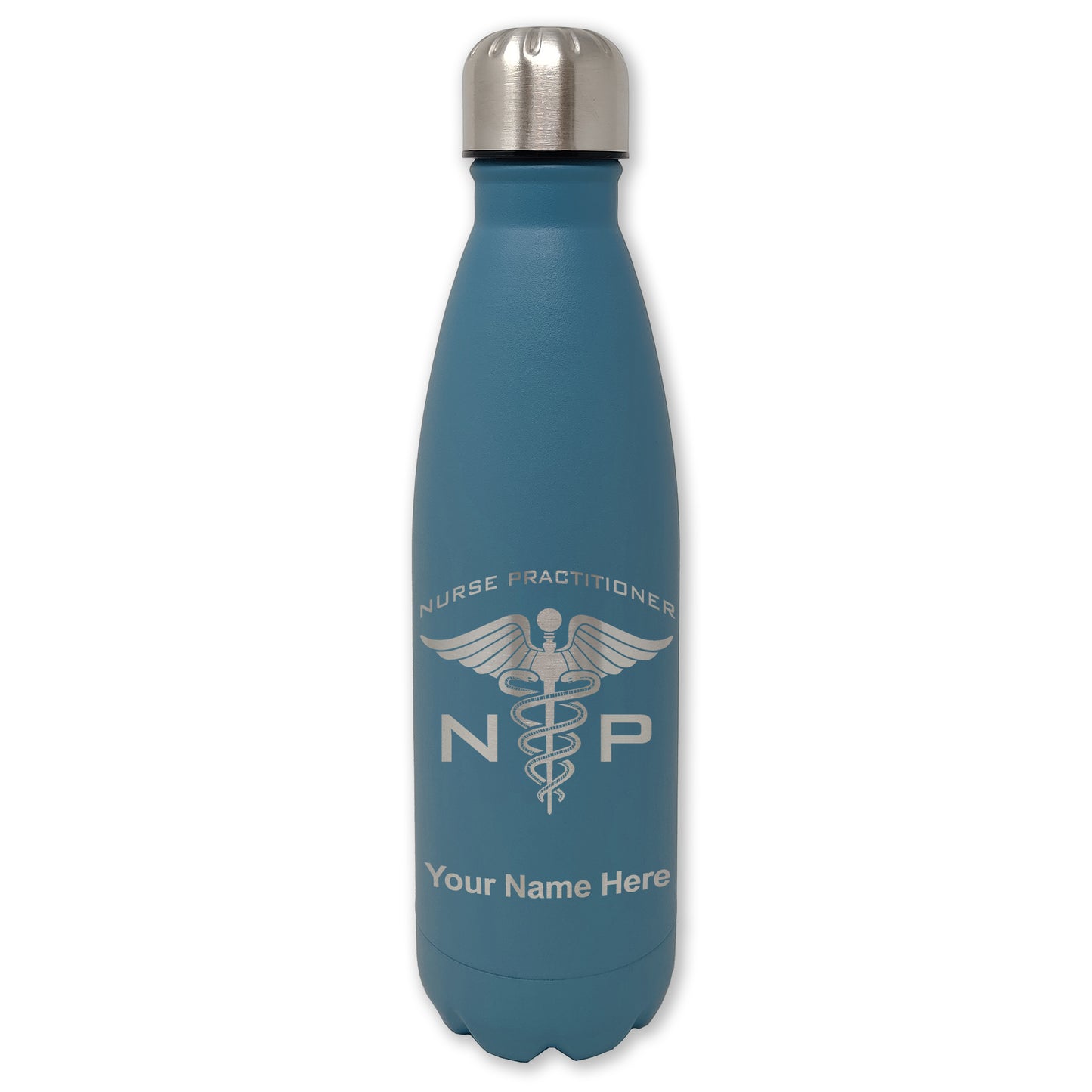 LaserGram Double Wall Water Bottle, NP Nurse Practitioner, Personalized Engraving Included
