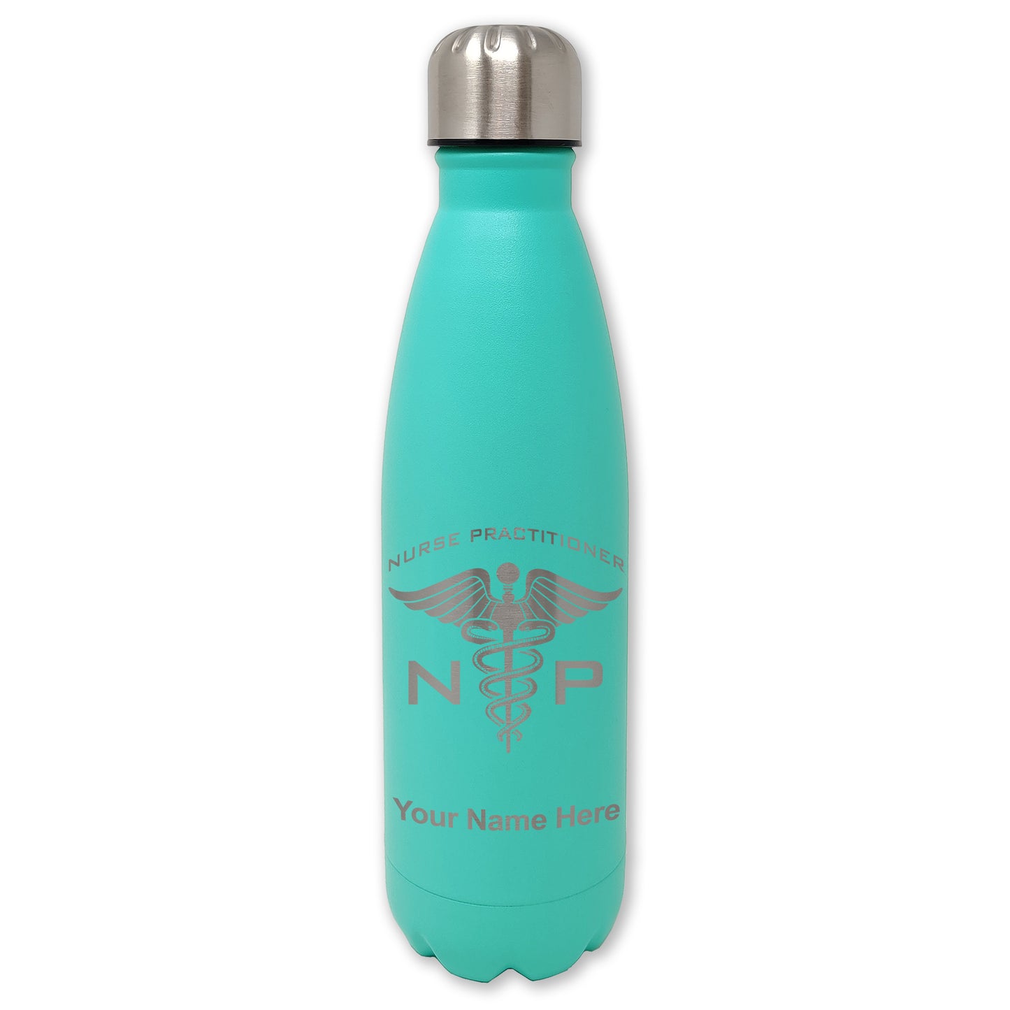 LaserGram Double Wall Water Bottle, NP Nurse Practitioner, Personalized Engraving Included