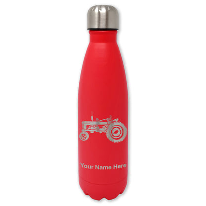 LaserGram Double Wall Water Bottle, Old Farm Tractor, Personalized Engraving Included