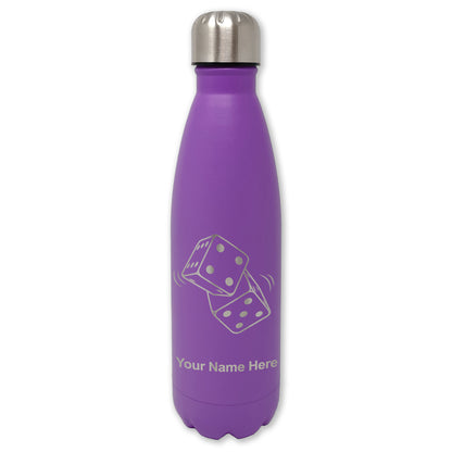 LaserGram Double Wall Water Bottle, Pair of Dice, Personalized Engraving Included