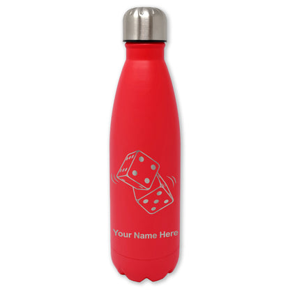 LaserGram Double Wall Water Bottle, Pair of Dice, Personalized Engraving Included