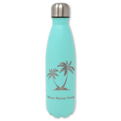 LaserGram Double Wall Water Bottle, Palm Trees, Personalized Engraving Included