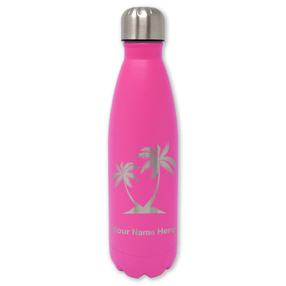 LaserGram Double Wall Water Bottle, Palm Trees, Personalized Engraving Included