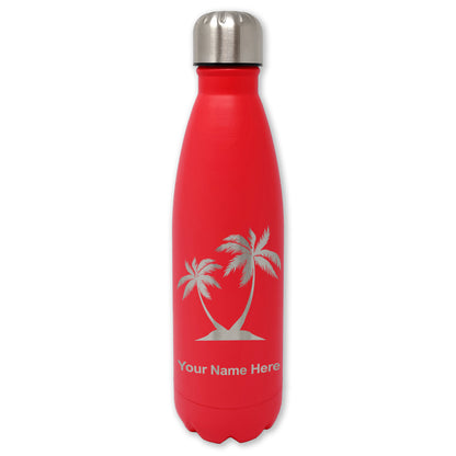 LaserGram Double Wall Water Bottle, Palm Trees, Personalized Engraving Included