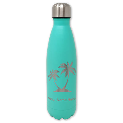 LaserGram Double Wall Water Bottle, Palm Trees, Personalized Engraving Included