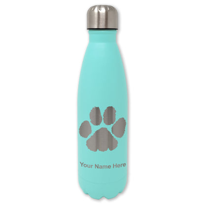 LaserGram Double Wall Water Bottle, Paw Print, Personalized Engraving Included