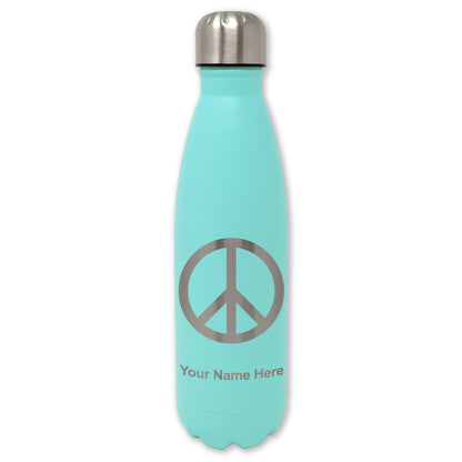 LaserGram Double Wall Water Bottle, Peace Sign, Personalized Engraving Included