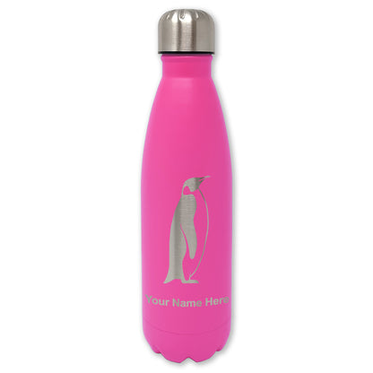 LaserGram Double Wall Water Bottle, Penguin, Personalized Engraving Included