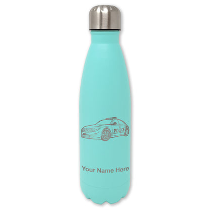 LaserGram Double Wall Water Bottle, Police Car, Personalized Engraving Included
