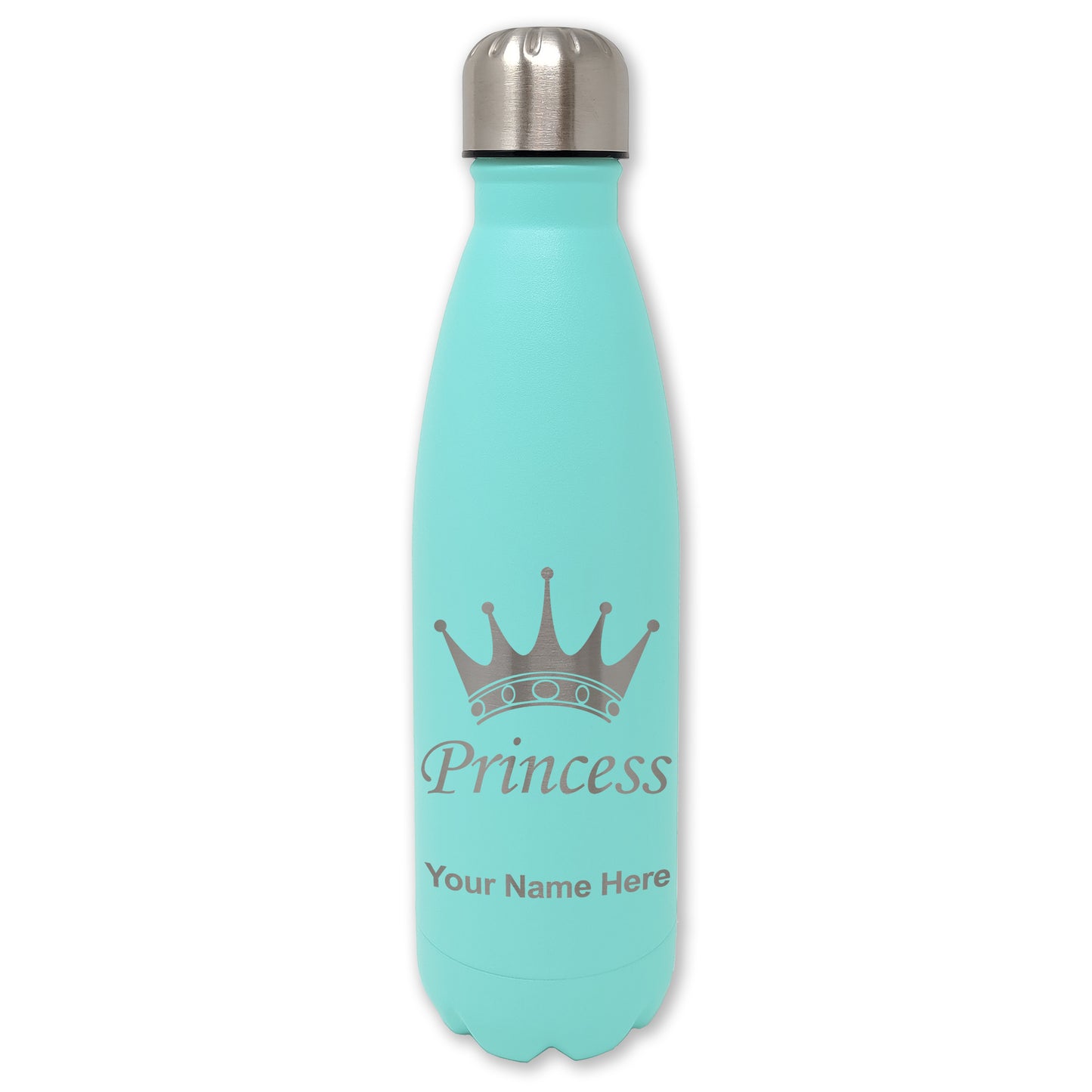 LaserGram Double Wall Water Bottle, Princess Crown, Personalized Engraving Included