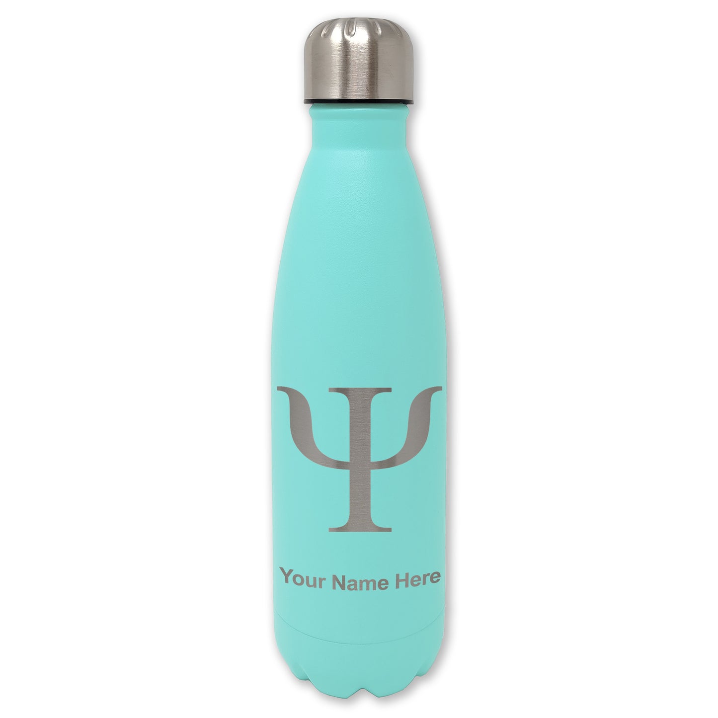 LaserGram Double Wall Water Bottle, Psi Symbol, Personalized Engraving Included
