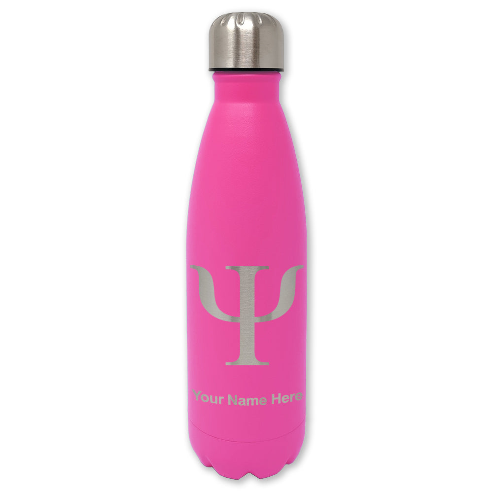 LaserGram Double Wall Water Bottle, Psi Symbol, Personalized Engraving Included
