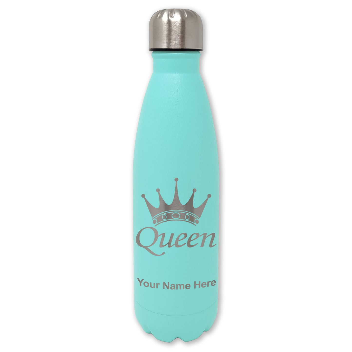 LaserGram Double Wall Water Bottle, Queen Crown, Personalized Engraving Included