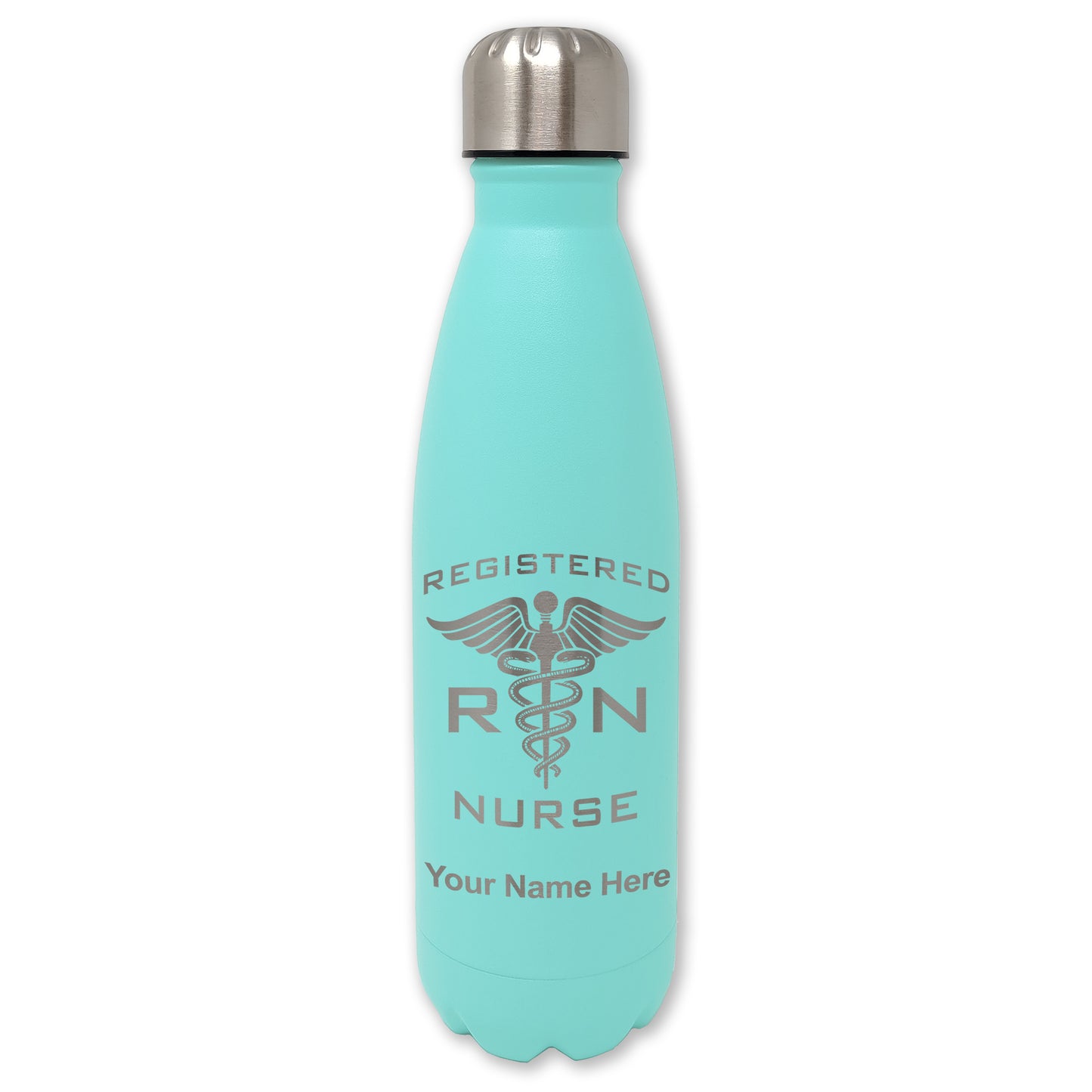 LaserGram Double Wall Water Bottle, RN Registered Nurse, Personalized Engraving Included