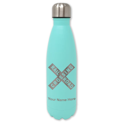 LaserGram Double Wall Water Bottle, Railroad Crossing Sign 1, Personalized Engraving Included