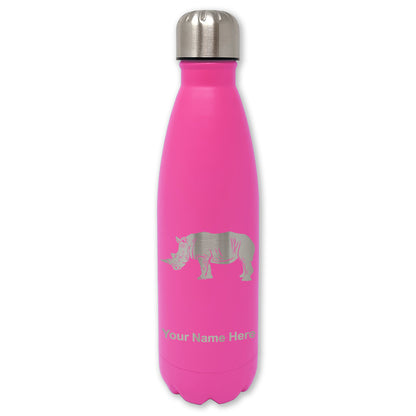 LaserGram Double Wall Water Bottle, Rhinoceros, Personalized Engraving Included
