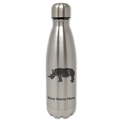LaserGram Double Wall Water Bottle, Rhinoceros, Personalized Engraving Included