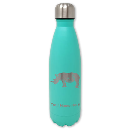LaserGram Double Wall Water Bottle, Rhinoceros, Personalized Engraving Included