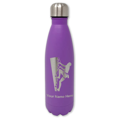 LaserGram Double Wall Water Bottle, Rock Climber, Personalized Engraving Included