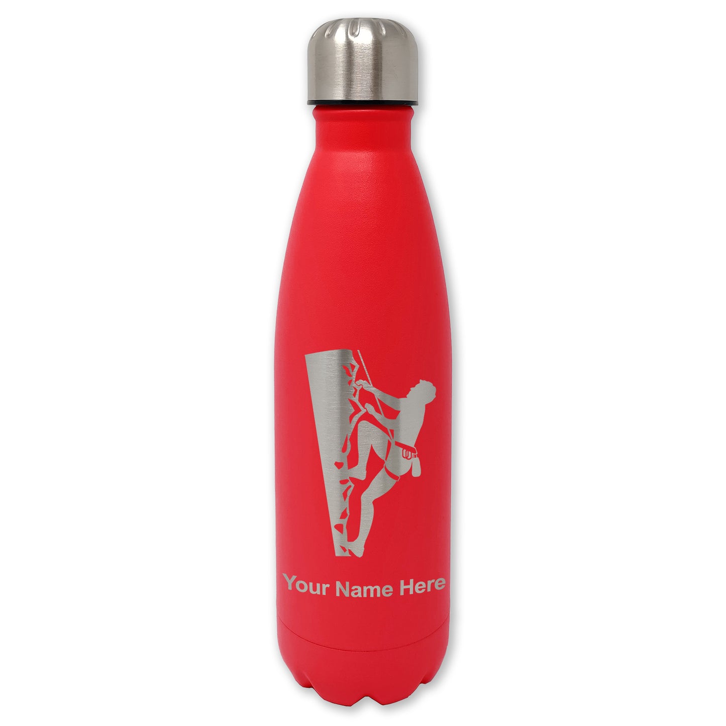 LaserGram Double Wall Water Bottle, Rock Climber, Personalized Engraving Included