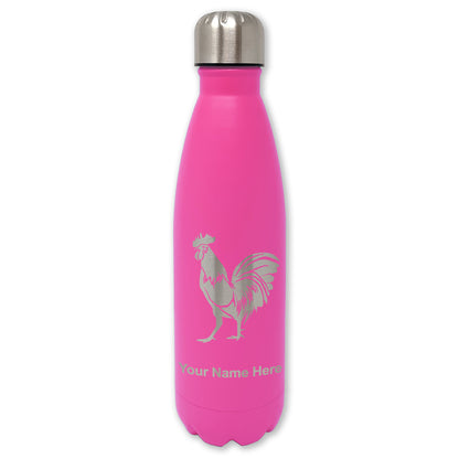LaserGram Double Wall Water Bottle, Rooster, Personalized Engraving Included