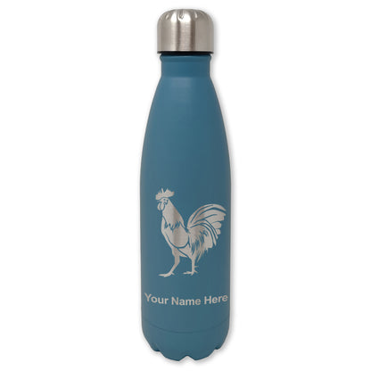 LaserGram Double Wall Water Bottle, Rooster, Personalized Engraving Included