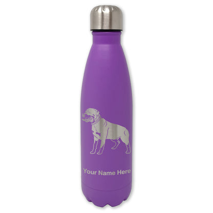 LaserGram Double Wall Water Bottle, Rottweiler Dog, Personalized Engraving Included